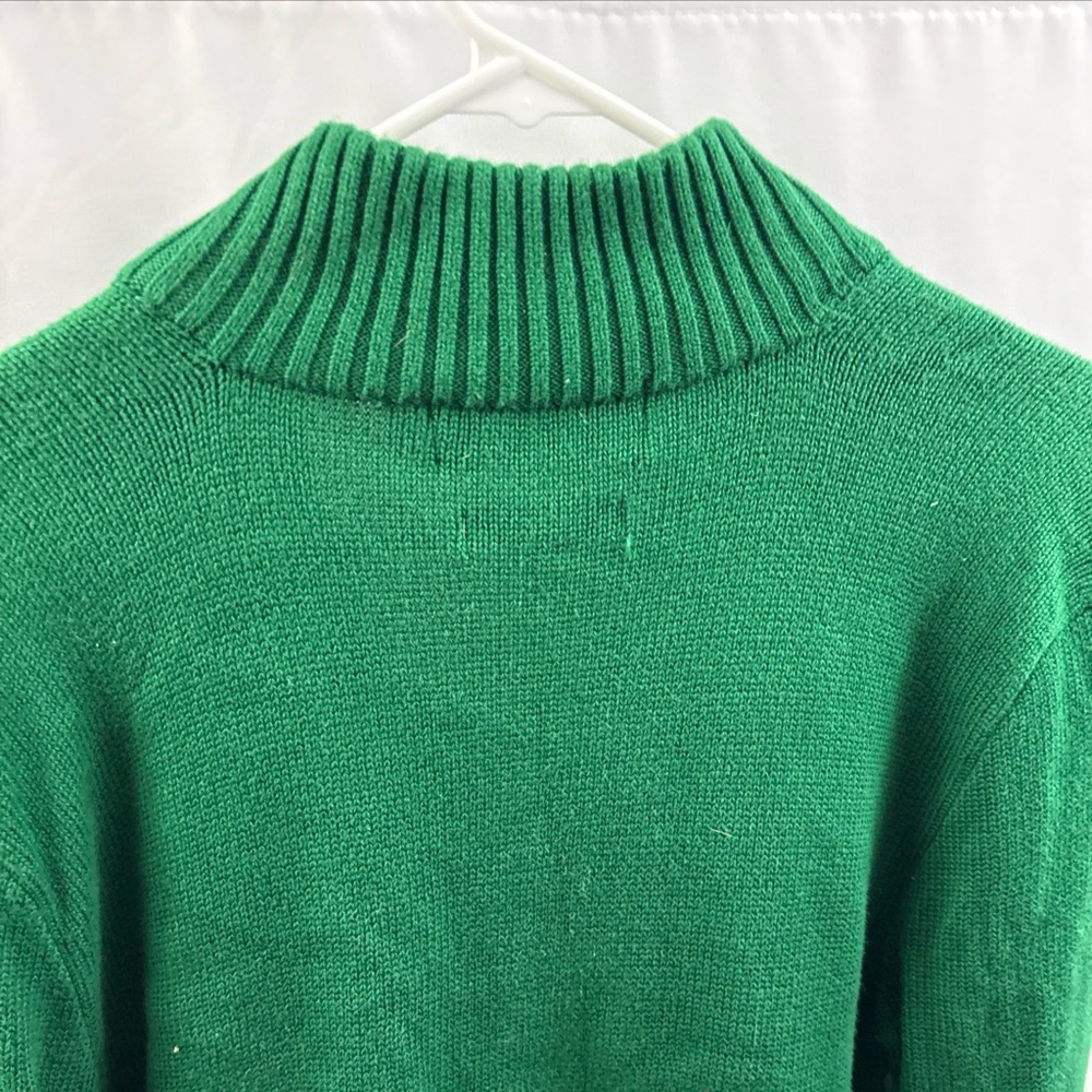 Polo Ralph Lauren Sweater Mens M Green 1/4 Zip Pullover Orange Pony Cotton - Picture 9 of 10
